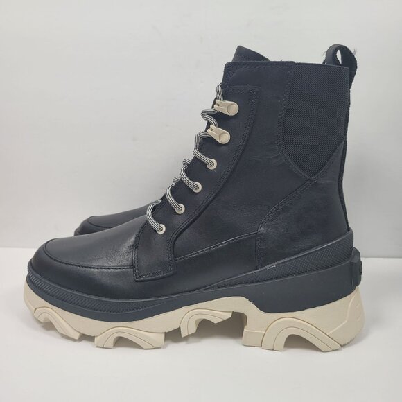 Sorel Brex Lace Up Women's Black Leather Boots NL4305-010 US Size 9 NWT - Picture 2 of 12